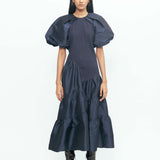 Poof Ruching Dress - Midnight Blue
