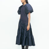Poof Ruching Dress - Midnight Blue