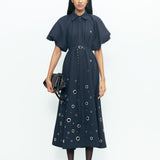 Simone Rivetted Dress - Navy
