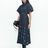 Simone Rivetted Dress - Navy