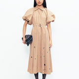 Simone Rivetted Dress - Beige