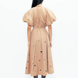 Simone Rivetted Dress - Beige