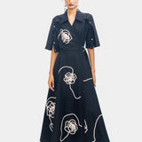 Kyoto Embroidered Dress - Black