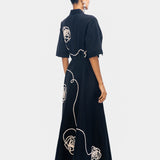 Kyoto Embroidered Dress - Black