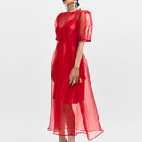 Keira Organza Dress Set - Red