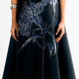 Honey Comb Embroidered Dress - Navy