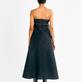 Honey Comb Embroidered Dress - Navy