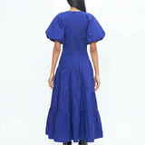 Poof Ruching Dress - Blue - SALE