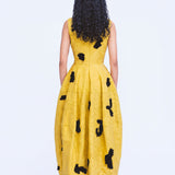 Barrel Embellished Dress - Yellow