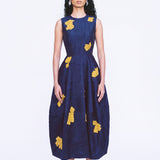 Barrel Embellished Dress - Navy