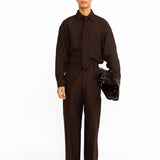 Angus Embroidered Linen Shirt - Black