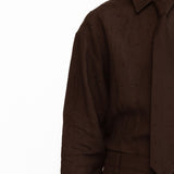 Angus Embroidered Linen Shirt - Black