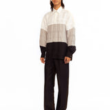 Asher Silk Shirt - Ivory, Silver & Black