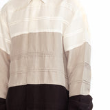 Asher Silk Shirt - Ivory, Silver & Black