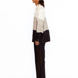 Asher Silk Shirt - Ivory, Silver & Black