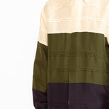 Asher Silk Shirt - Ivory, Olive Green & Navy