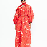 Celestial Linen Dress - Red