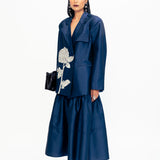 Rose Applique Blazer - Blue