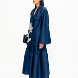 Rose Applique Blazer - Blue