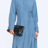 Pleat Sculpt Dress - Grey Blue